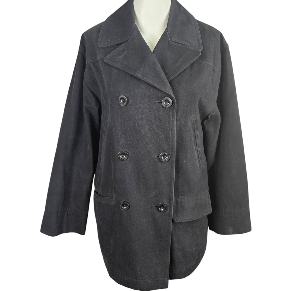 LONDON FOG Women's Long Sleeve Black Double Breasted Coat Jacket Size S